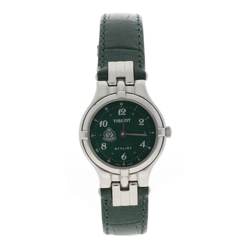 680 - Tissot Stylist stainless steel lady's wristwatch, reference no. V136/236, circular green dial with c... 