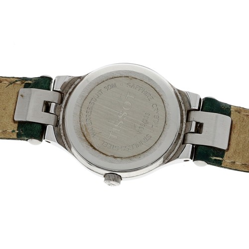 680 - Tissot Stylist stainless steel lady's wristwatch, reference no. V136/236, circular green dial with c... 