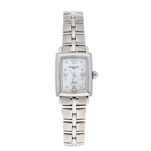 688 - Raymond Weil Geneve Parsifal rectangular stainless steel lady's wristwatch, reference no. 9741, rect... 