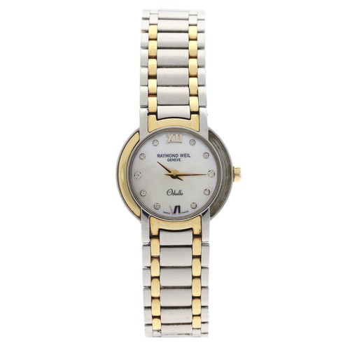 693 - Raymond Weil Geneve Othello bicolour lady's wristwatch, reference no. 2320, circular mother of pearl... 