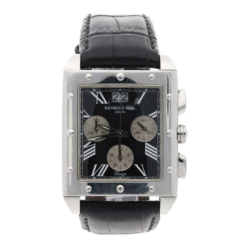 699 - Raymond Weil Tango Chronograph rectangular cased stainless steel gentleman's wristwatch, reference n... 