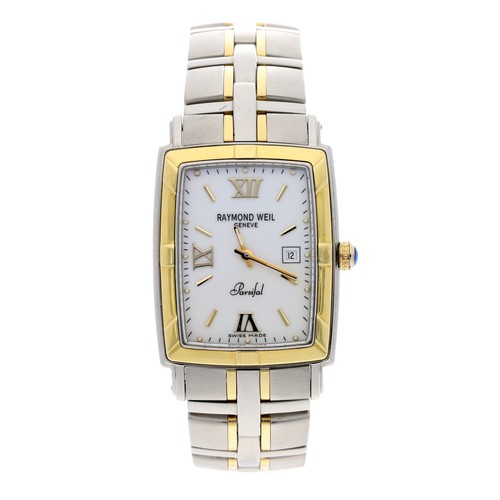 701 - Raymond Weil Geneve Parsifal rectangular bicolour gentleman's wristwatch, reference no. 9340, rectan... 