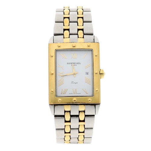 702 - Raymond Weil Geneve Tango rectangular bicolour gentleman's wristwatch, reference no. 5381, rectangul... 