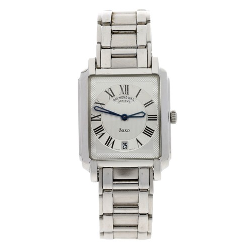 703 - Raymond Weil Geneve Saxo rectangular stainless steel gentleman's wristwatch, reference no. 9110, rec... 