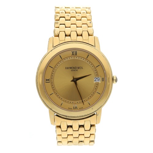 704 - Raymond Weil Tradition 18k gold plated gentleman's wristwatch, reference no. 5598, circular champagn... 