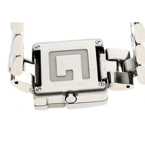 712 - Gucci G square cased stainless steel lady's wristwatch, reference no. 3600J, square silvered dial, G... 