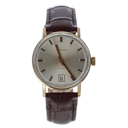 721 - Garrard 9ct automatic gentleman's wristwatch, London 1977, silvered dial with baton markers, sweep c... 