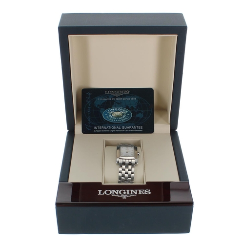 599 - Longines Dolce Vita rectangular mid-size stainless steel wristwatch, reference no. L5.502.4, serial ... 