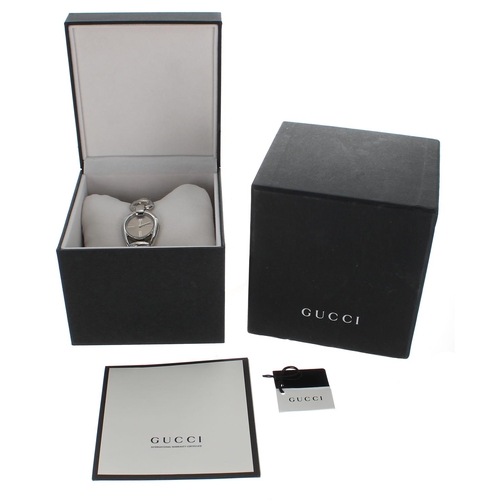 711 - Gucci Horsebit stainless steel lady's wristwatch, reference no. 139.5, circa 2021, circular grey dia... 