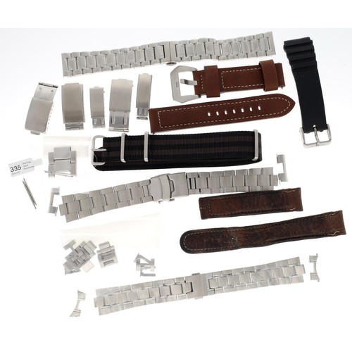 761 - Quantity of wristwatch bracelets, straps, clasps and spare links to include Tag Heuer, Seiko, 'MKS' ... 