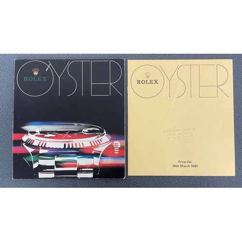 779 - Rolex - Rolex Oyster catalogue, circa 1980; with Rolex Oyster Price List 16th March 1981 U.K. (inclu... 