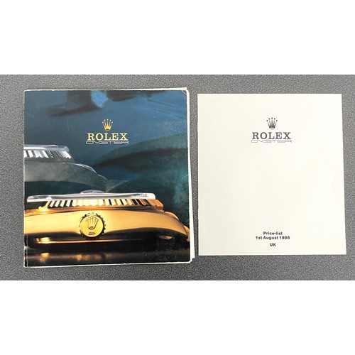 780 - Rolex - Rolex Oyster catalogue, circa 1986; with Rolex Oyster Price List 1st August 1986 U.K. (inclu... 