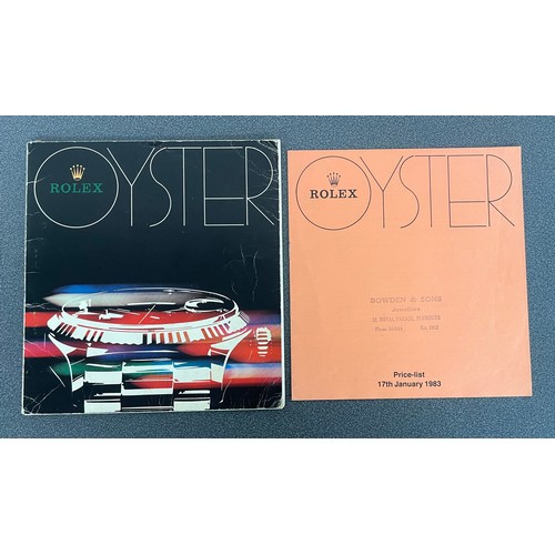 783 - Rolex - Rolex Oyster catalogue, circa 1982; with Rolex Oyster Price List 17th January 1983 (includes... 