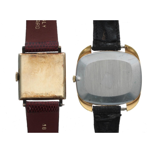 812 - Girard Perregaux 10k gold filled square cased gentleman's wristwatch, square silvered dial, modern b... 