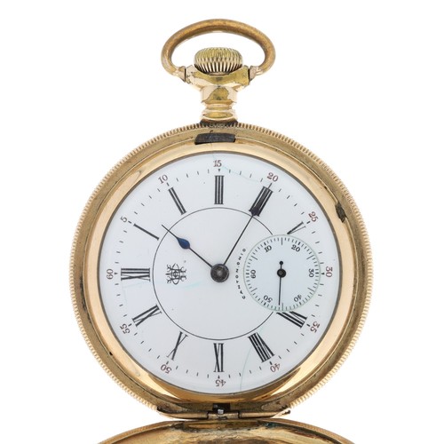 864 - Hampden Watch Co. 'Dueber Grand' gold plated lever set hunter pocket watch, circa 1899, serial no. 1... 