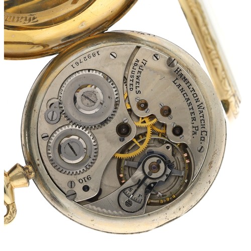 866 - Hamilton Watch Co. gold plated lever dress pocket watch, circa 1921, serial no. 1892761, signed cal.... 