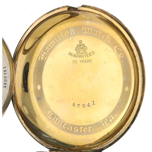 866 - Hamilton Watch Co. gold plated lever dress pocket watch, circa 1921, serial no. 1892761, signed cal.... 