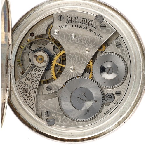 868 - American Waltham silver lever hunter pocket watch, circa 1906, serial no. 15254404, signed movement ... 