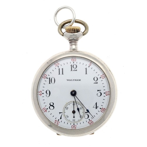 870 - American Waltham Sterling silver fob watch, circa 1908, no. 17380xxx, 15 jewel movement, the dial wi... 