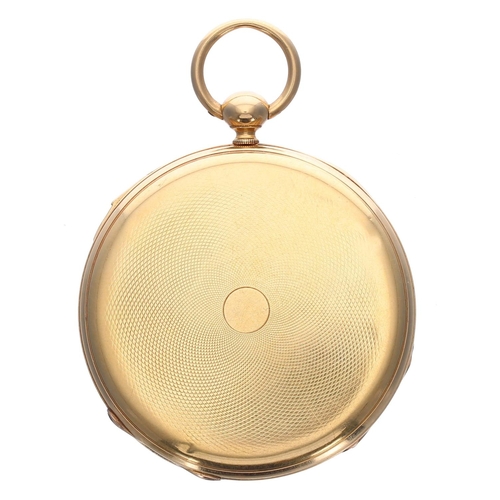 950 - Baumgart - Swiss gold quarter repeating cylinder pocket watch, unsigned gilt frosted movement with g... 