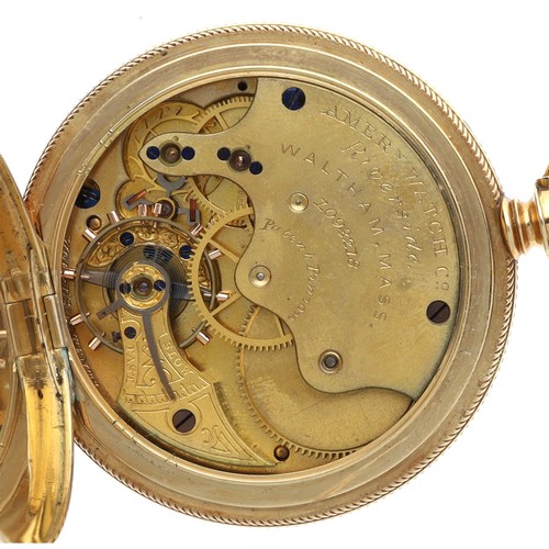 873 - Good American Waltham 'Riverside' 18ct lever set hunter pocket watch, serial no. 1093218, circa 1877... 