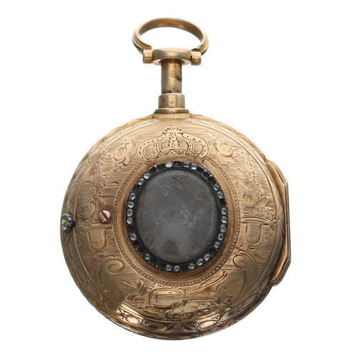 931 - Romilly A Paris - small French late 18th century gold verge dumb repeating pocket watch, signed fuse... 