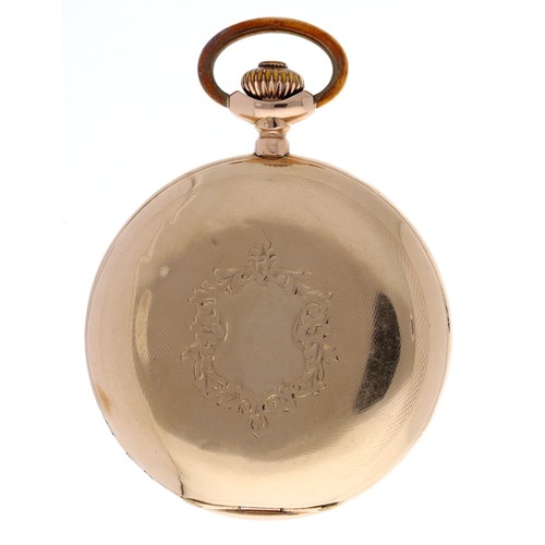 900 - Girard-Perregaux 14ct lever hunter pocket watch, gilt frosted movement with compensated balance and ... 