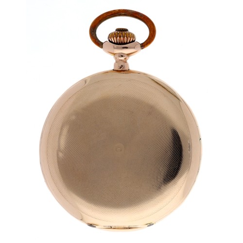 900 - Girard-Perregaux 14ct lever hunter pocket watch, gilt frosted movement with compensated balance and ... 