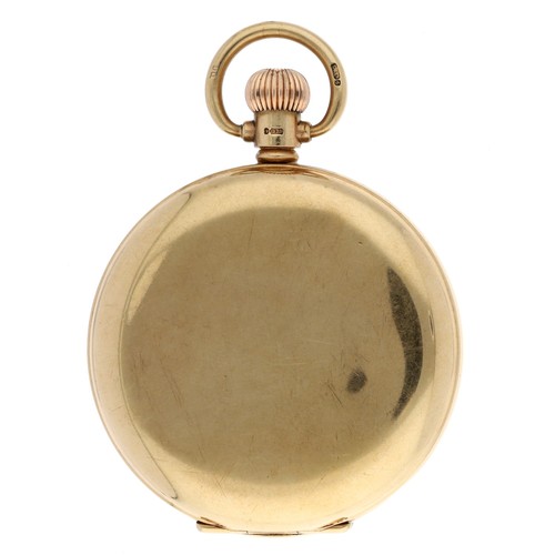 911 - Swiss 9ct lever hunter pocket watch, Birmingham 1934, 15 jewel 3 adjs. movement with compensated bal... 