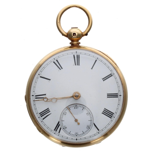 905 - Hamilton & Co. Drogheda - rare Irish 18ct fusee lever pocket watch, London 1852, the gilt moveme... 