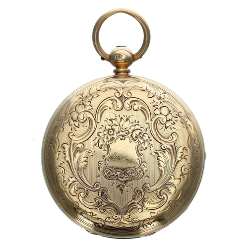 905 - Hamilton & Co. Drogheda - rare Irish 18ct fusee lever pocket watch, London 1852, the gilt moveme... 