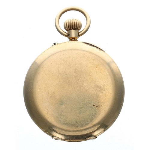 945 - George V 18ct half hunter lever pocket watch, Birmingham 1923, gilt frosted three quarter plate move... 