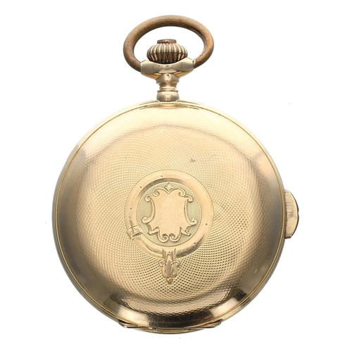 940 - Swiss 18ct quarter repeating lever pocket watch, the movement with compensated balance, regulator an... 