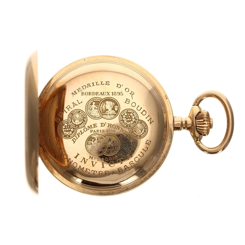 925 - Invicta 18ct 'Chronometre' lever set hunter pocket watch, gilt three quarter plate movement inscribe... 