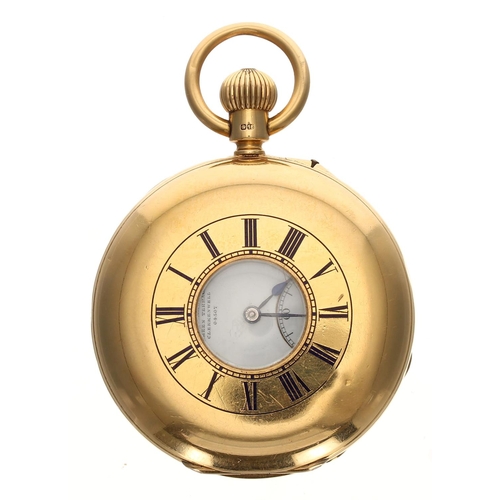 920 - Edward Ashley, Clerkenwell - 18ct half hunter lever pocket watch, London 1893, signed three quarter ... 