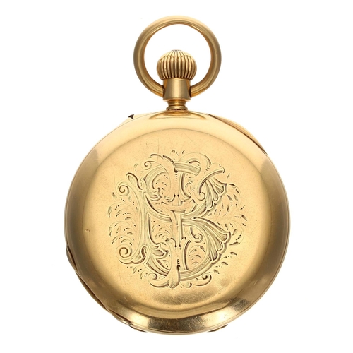 920 - Edward Ashley, Clerkenwell - 18ct half hunter lever pocket watch, London 1893, signed three quarter ... 