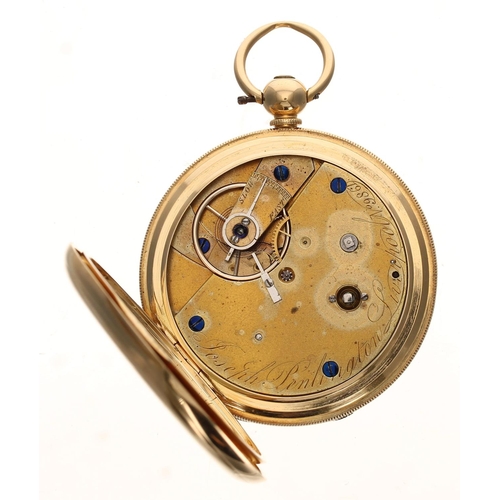 915 - Joseph Penlington, Liverpool - 18ct centre second hunter pocket watch, Chester 1858, signed key wind... 