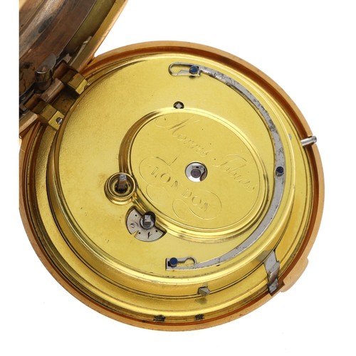 910 - Early 19th century 18ct quarter repeating cylinder pair cased pocket watch, the fusee movement signe... 