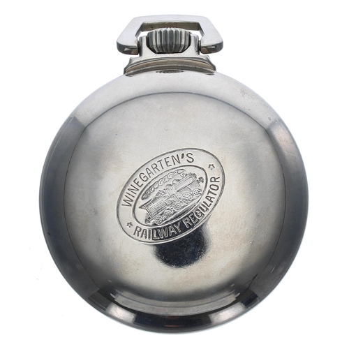 890 - Winegarten's Railway Regulator chrome cased lever pocket watch, Swiss cal. 534 15 jewel movement sig... 