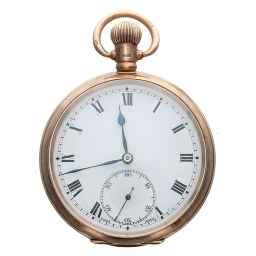 891 - Syren Swiss 9ct lever pocket watch, Birmingham 1923, Roman numeral dial with outer minute track, sub... 