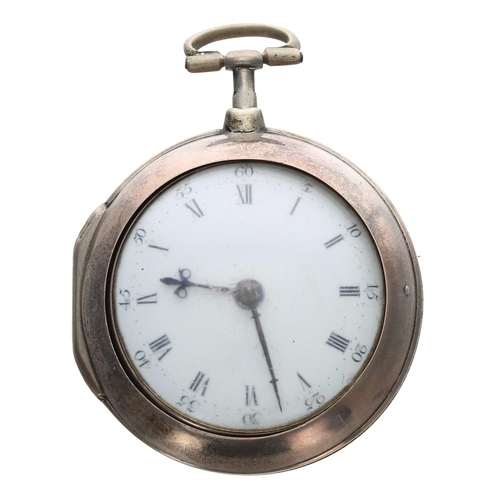 892 - Cr. Pennington, Kendal - George III silver verge pair cased pocket watch, London 1788, signed fusee ... 