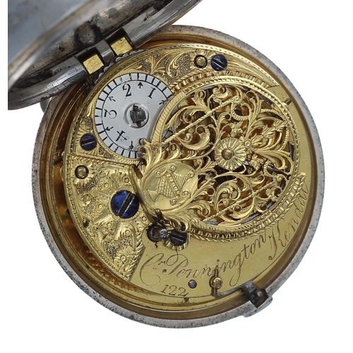 892 - Cr. Pennington, Kendal - George III silver verge pair cased pocket watch, London 1788, signed fusee ... 