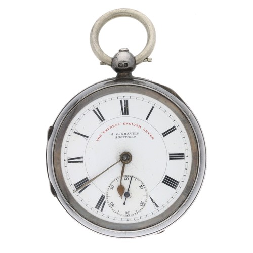 909 - J.G. Graves 'The Express English Lever' silver engine turned pocket watch, Chester 1902, signed move... 