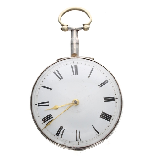 916 - W. Sansom, London - George III silver verge pair cased pocket watch, London 1813, the fusee movement... 