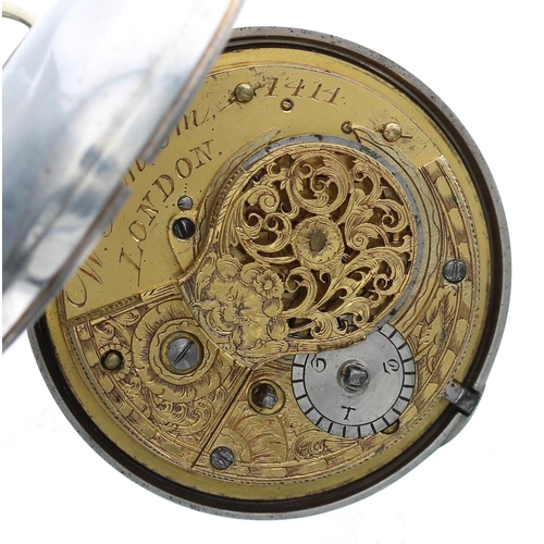 916 - W. Sansom, London - George III silver verge pair cased pocket watch, London 1813, the fusee movement... 