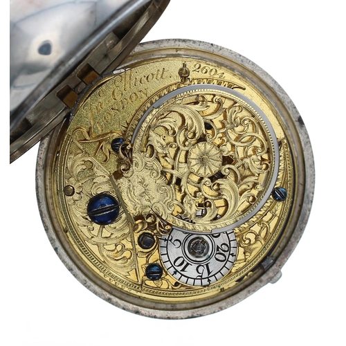 917 - John Ellicott, London - 18th century silver verge pair cased pocket watch, London 1745/1746, the fus... 