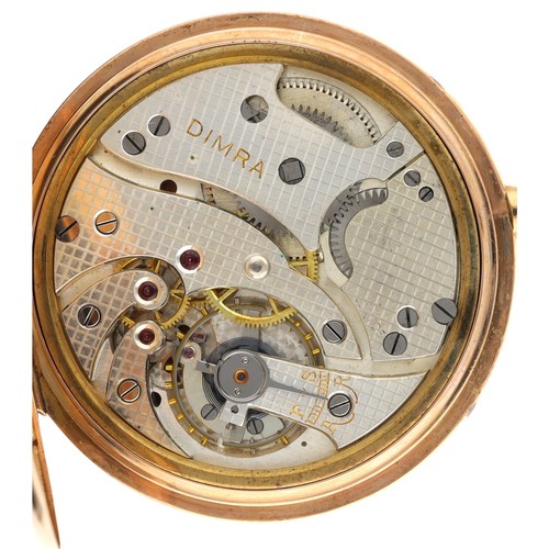 919 - Dimra 9ct dress pocket watch, Edinburgh 1928, signed movement, mother of pearl dial branded Russells... 