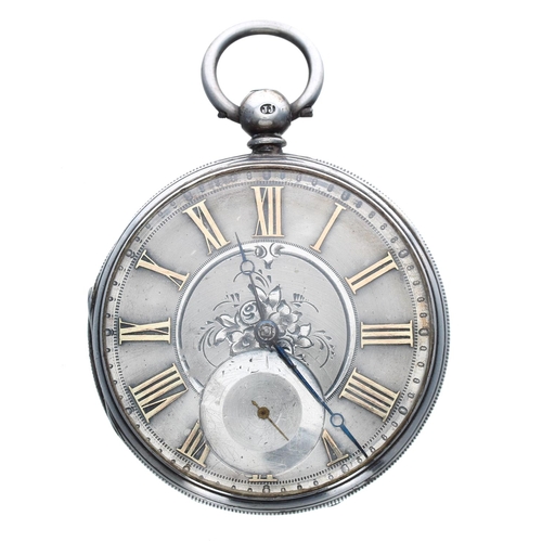 922 - Victorian silver fusee lever pocket watch, London 1864, unsigned movement, no. 19591, with engraved ... 