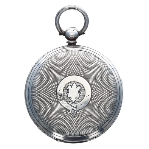 922 - Victorian silver fusee lever pocket watch, London 1864, unsigned movement, no. 19591, with engraved ... 