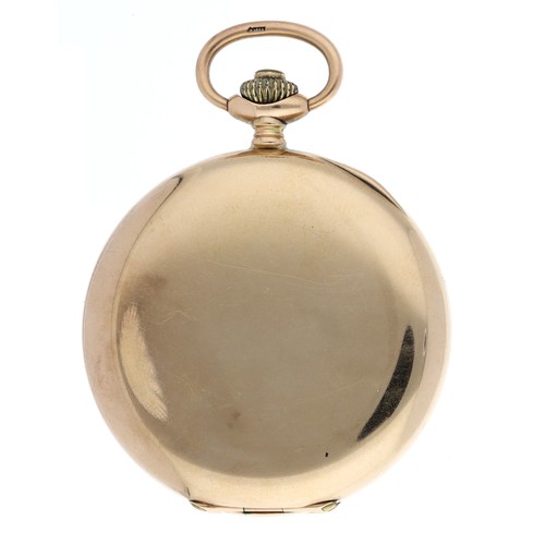 923 - Cyma 9ct half hunter lever pocket watch, import hallmarks London 1928, signed 15 jewel patented adju... 